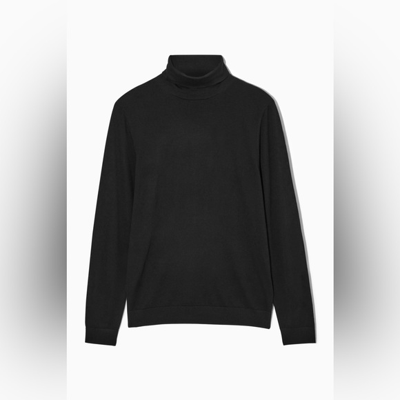 H&M SLIM FIT FINE-KNIT MERINO WOOL TURTLENECK SWEATER BLACK LONG SLEEVES XL NWT - Picture 1 of 12
